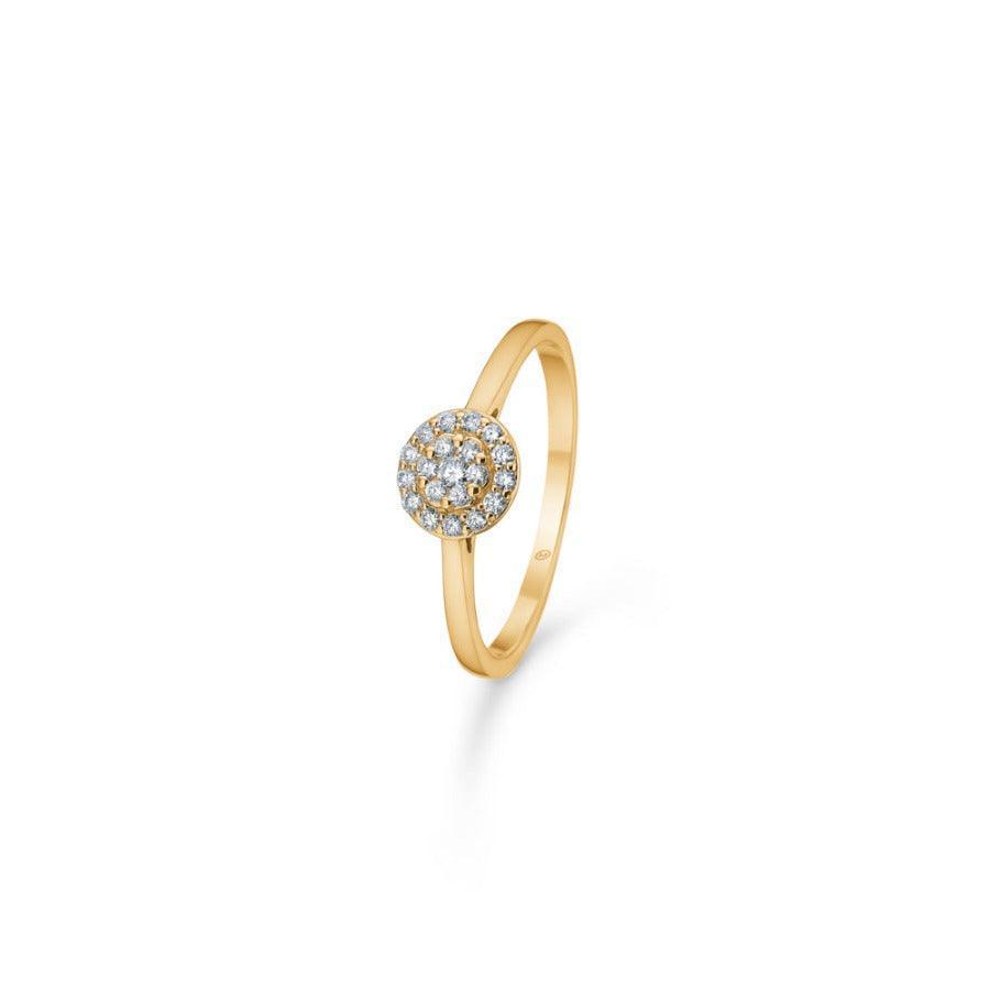 Mads Z 14kt Eleanor Petite Ring 0,16 ct met diamanten in een ronde zetting op een slanke gouden ring. Model 1541074-001-1