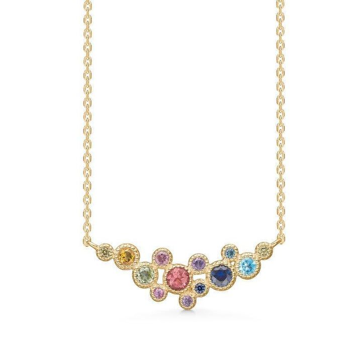 Mads Z 14kt Luxe Regenboogketting met gekleurde edelstenen in elegant goud, Model 1524062.