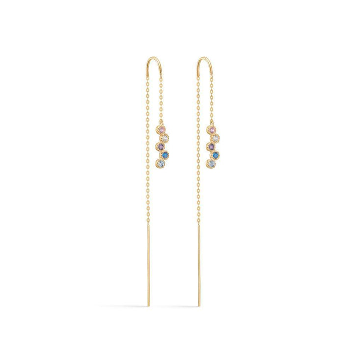 Mads Z 8 kt Dido Color Earrings, lange kettingoorbellen in goud met gekleurde stenen, model 3307171-3307171-1