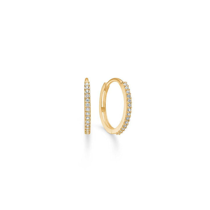 Mads Z 8kt. Sparkle Creol, elegante oorbellen in goudkleurig metaal met heldere stenen, model 3317167-1.