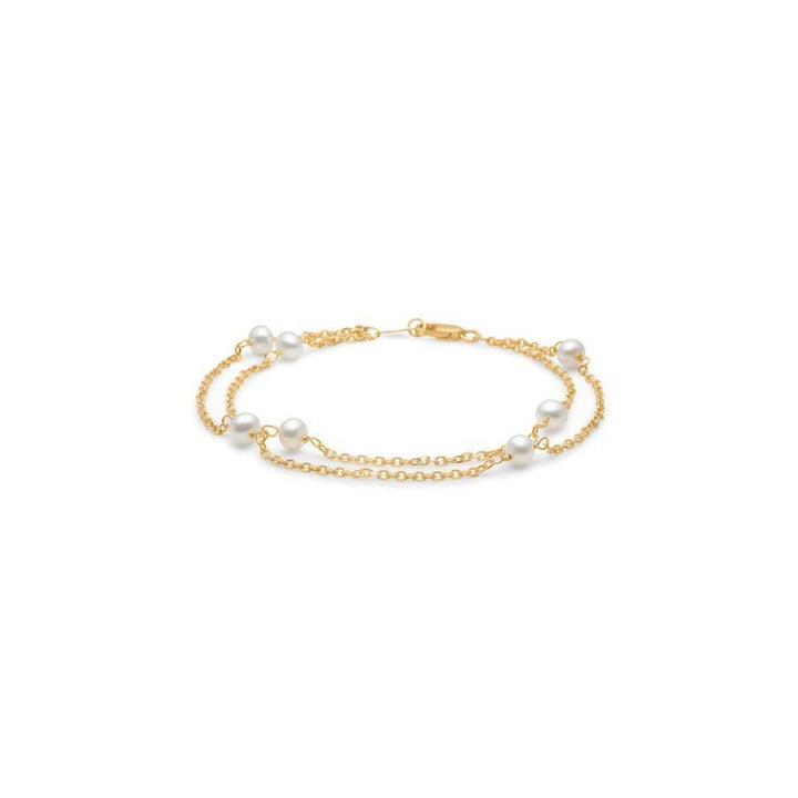 Mads Z 8kt Moonlight armband met dubbel vergulde ketting en witte parels, model 3353117-3353117-1