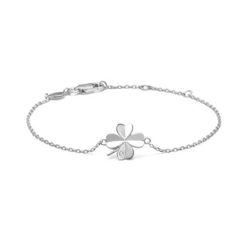 Mads Z Clover armband in zilver met klaver hanger, voorkant, model 13074