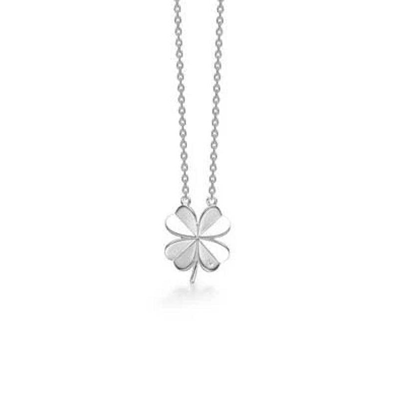 Mads Z zilveren Klaver ketting met klavertje vier hanger, voorkant, model 45467