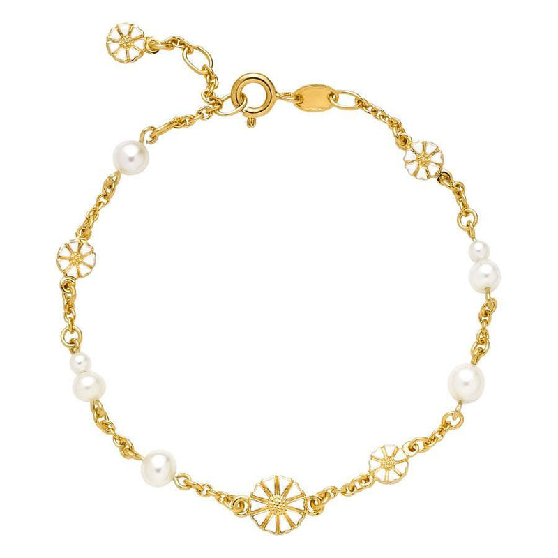 Marguerit Forgyldt Armbånd m. perler - 9015074-33-M - Armbånd - 9015074-33-M
