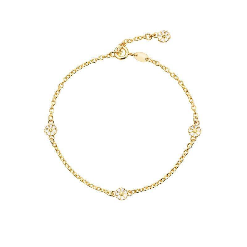 Daisy vergulde gouden armband met kleine madeliefjesdetails op gouden ketting, model 90105017-M
