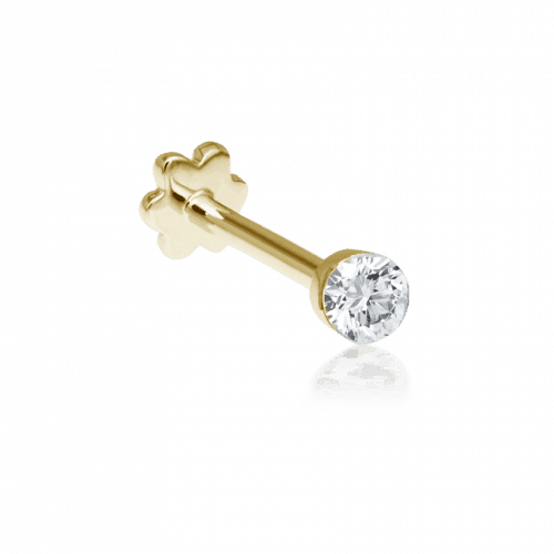 Maria Tash 2,5 mm onzichtbare set diamanten schroefdraadknop 18kt met heldere diamant in goud, model XIV25D-001-1.