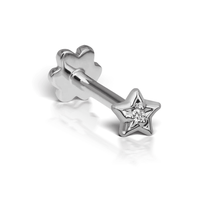 Maria Tash Diamond Solitaire Star witgouden oorknopjes met ster en diamantdetail, Model XSSTARD-WG-W3-001-1