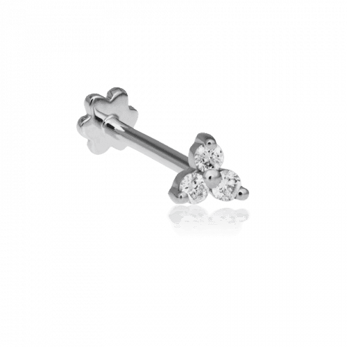 Maria Tash Diamond Trinity Threaded Stud 18kt witgoud met drie diamanten, model x3dtrd-w-001-1