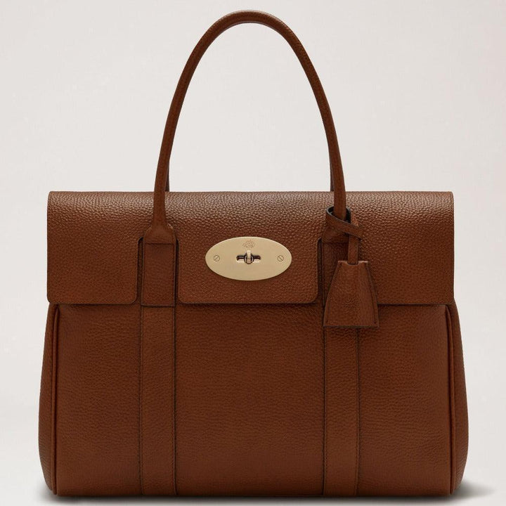 Mulberry Bayswater Kleine Classic Grain Oak handtas van bruin leer met gouden hardware. ModelHH8727552G110.