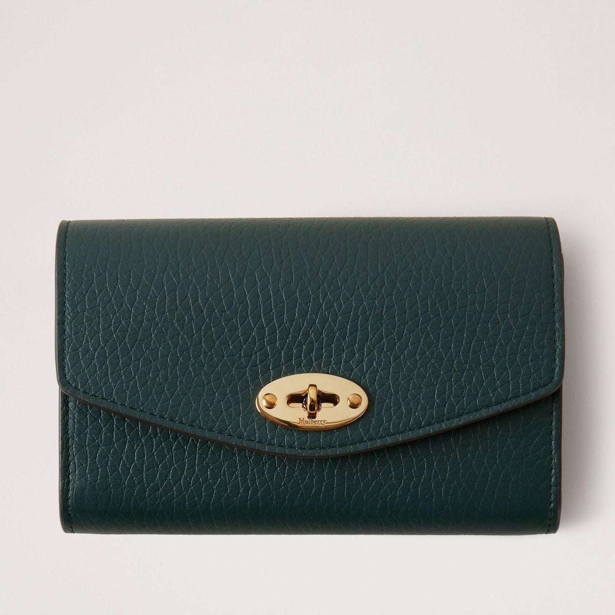 Mulberry Portemonnee Darley Medium portemonnee Heavy Grain in donkergroen leer met gouden sluiting, model RL6540736Q633