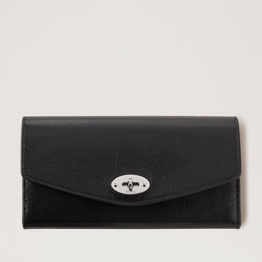 Mulberry Portemonnee Darley Portemonnee High Shine Black in glanzend zwart leer met zilveren sluiting, model RL6826213A100