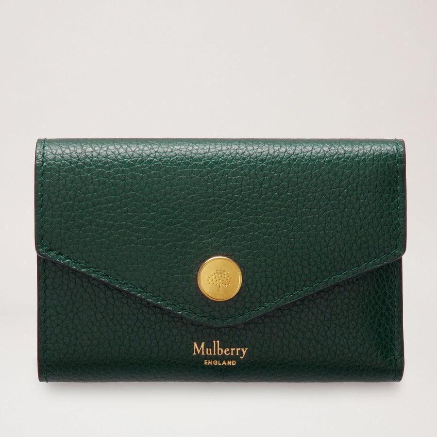 Mulberry Portemonnee Gevouwen portemonnee met meerdere kaarten Mulberry Groen in groen leer met gouden knoop, model RL6447205Q633