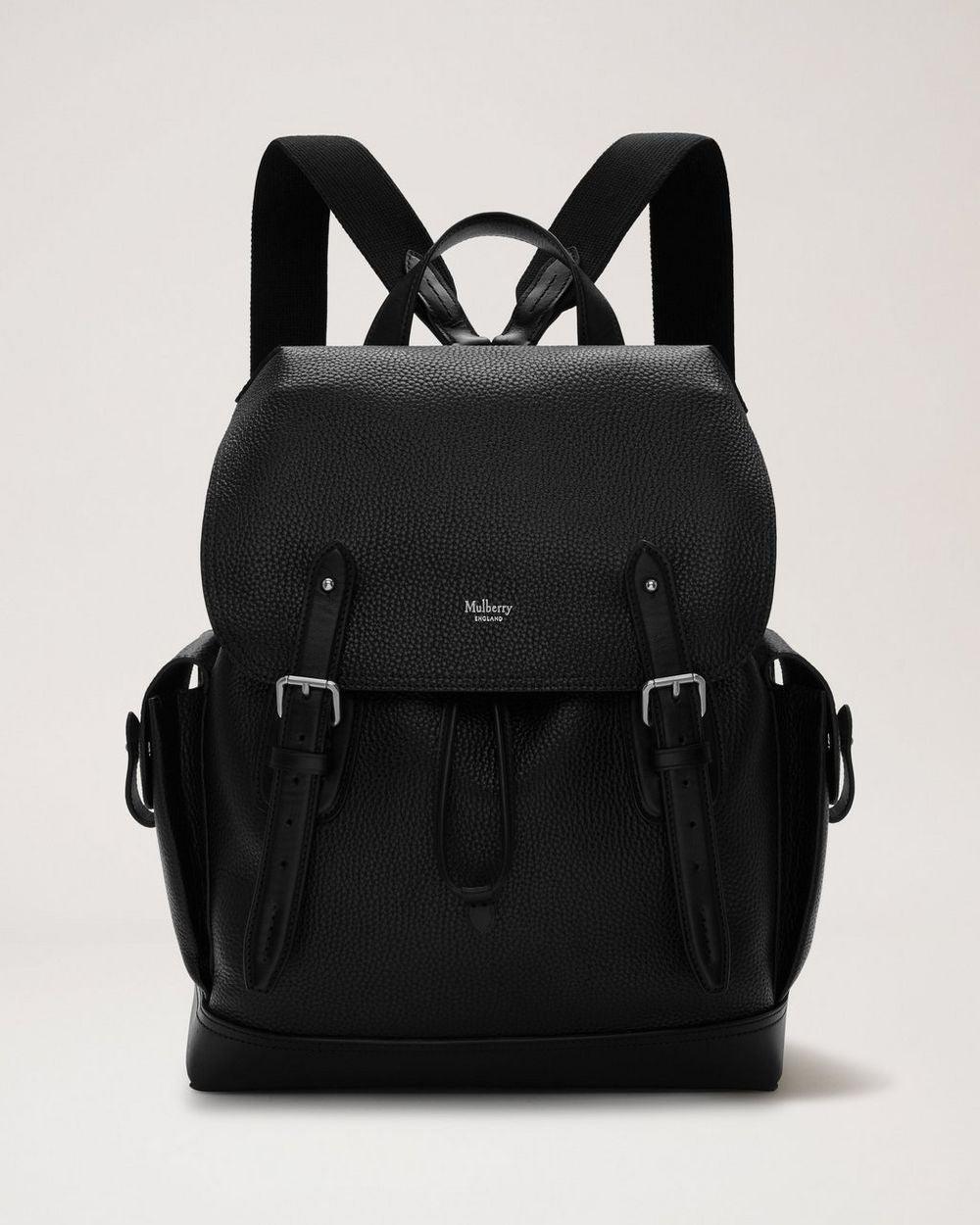 Mulberry Rugzak Heritage Rugzak van zwart leer met gespen en verstelbare bandjes, model HH5005346A100