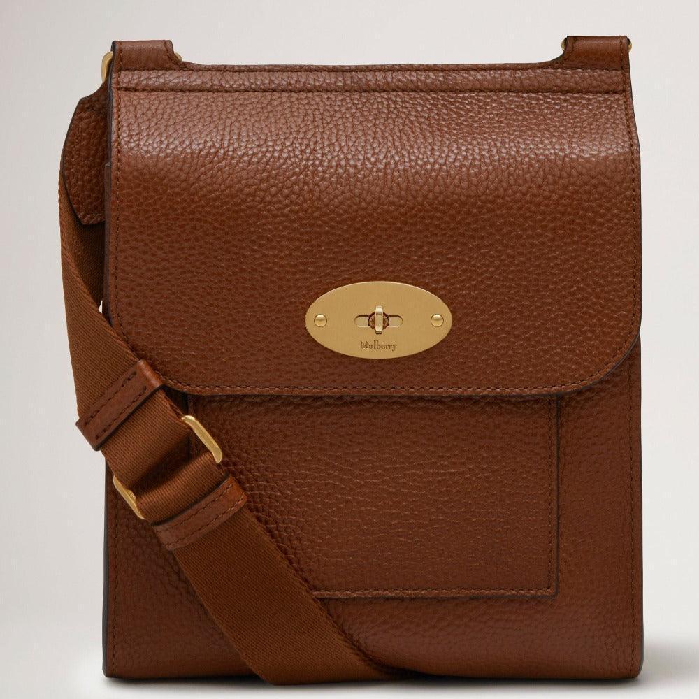 Mulberry Klein Antony Eiken tweekleurige schoudertas van bruin leer met gouden detail, model HH8736552G110