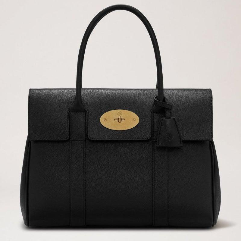 Mulberry Zak Bayswater Zwart Classic Grain met gouden gesp, zwart leer, model HH2873205A217.