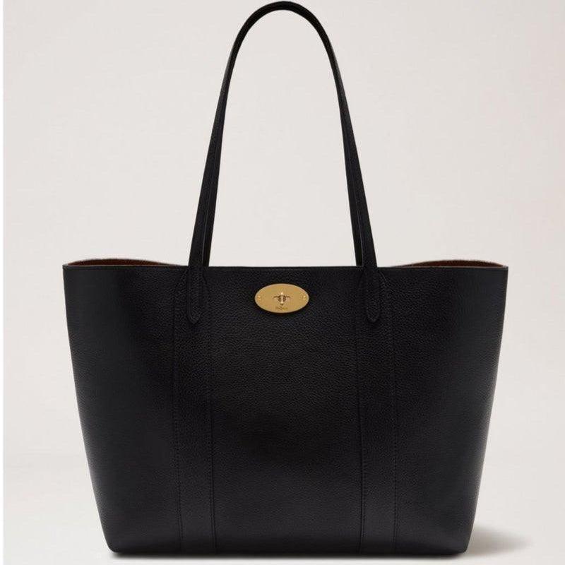 Mulberry Bayswater Tote Classic Grain sort læder, forside med guldspænde, model 53656