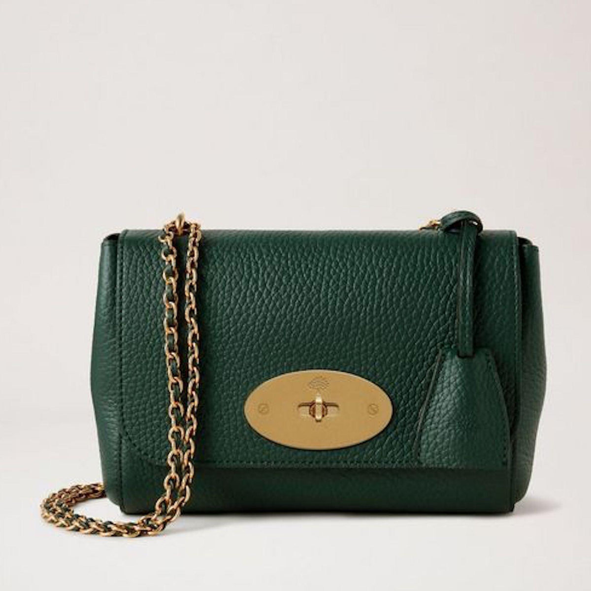 Mulberry Zak Lily Zwaar graan Mulberry Groen met gouden ketting en structuurleer, model HH6950736Q633
