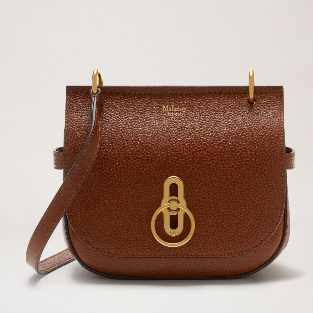 Mulberry Tas Kleine Amberley Satchel eiken in bruin leer met goudkleurige gesp, Model HH8731552G110