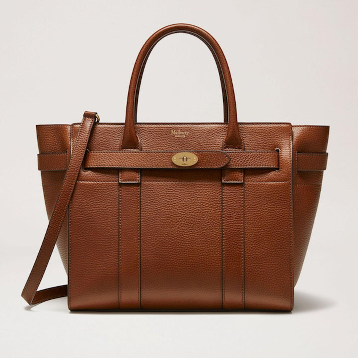 Mulberry Tas klein met ritssluiting Bayswater van bruin leer met gestructureerd oppervlak, handvat en schouderband. ModelHH8729552G110
