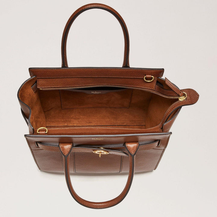 Mulberry Tas klein met ritssluiting Bayswater Eikenhout met zichtbare grote ritssluiting, ruim interieur in bruin leer. ModelHH8729552G110