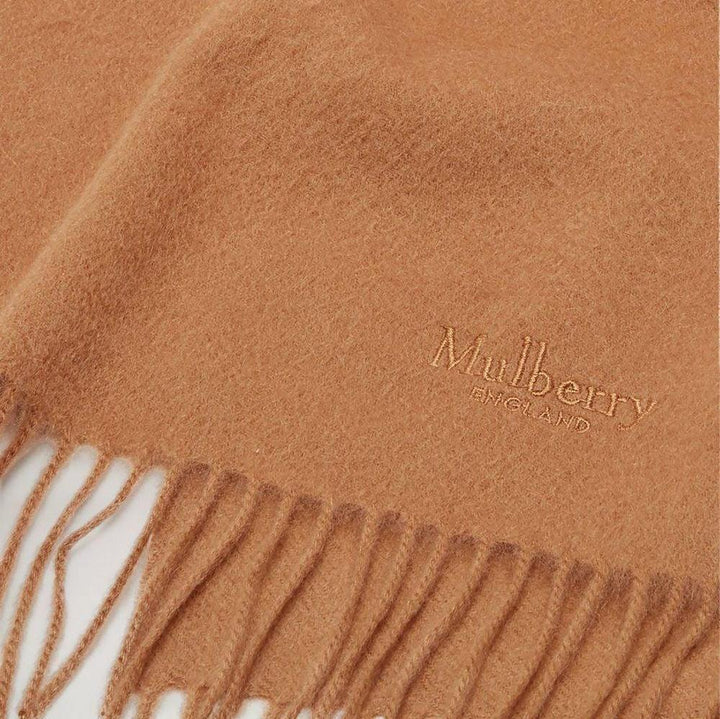 Mulberry Sjaal Kasjmier Sjaal Donker Camel met franjes in zacht camel kasjmier. ModelVS4460484H684