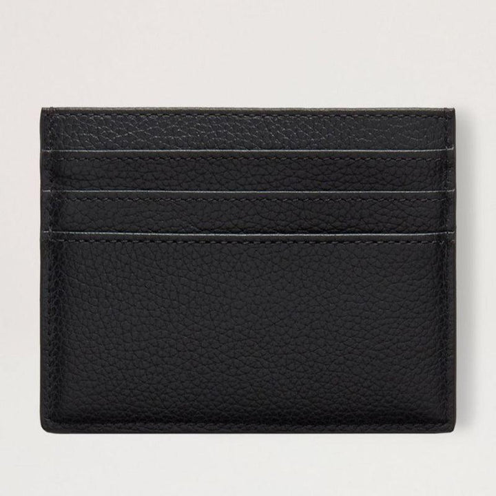 Mulberry Creditcardslip met rits Klein Klassiek Grain Zwart toont een stijlvol kaartenetui in zwart leer met reliëf. ModelRL6466/205A100
