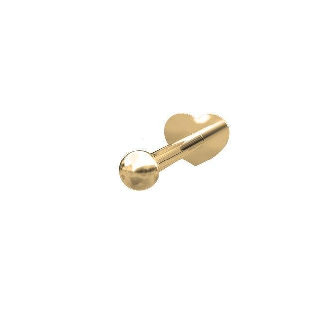 nordahl-14kt-gold-piercing-m-ball toont elegante goudkleurige piercing met balletje en hart achterstuk. Model314000-5-1