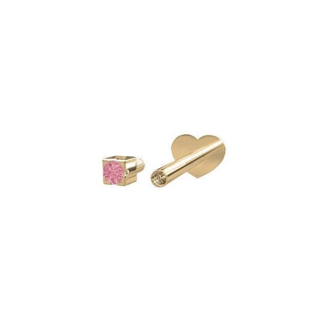 Nordahl 14kt gouden piercing roze topaas toont een delicate gouden piercing met roze steen, Model314013-5-2.