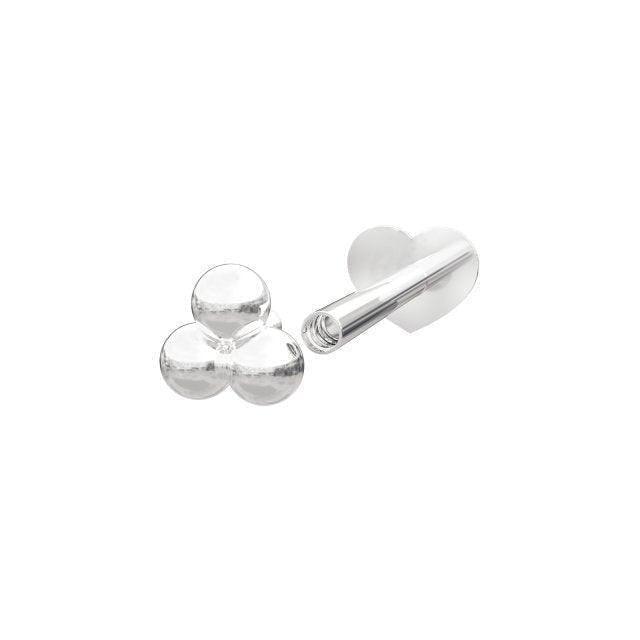 nordahl-silver-piercing-m-3-balls toont een zilverkleurige piercing met drie bolvormige details, model 314002-9-2.