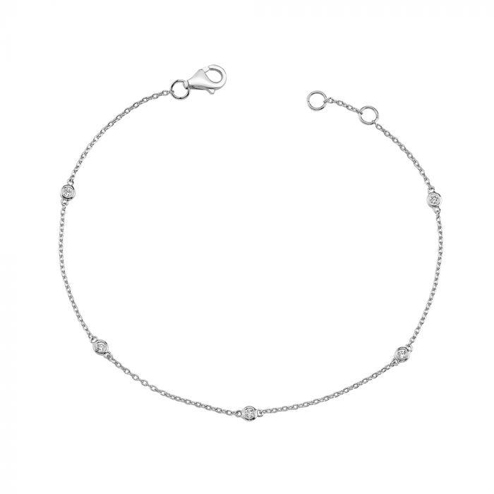 Nuran 14kt Zoe armband met diamanten, elegante dunne schakelarmband in witgoud. ModelB1002HG-0125-1.