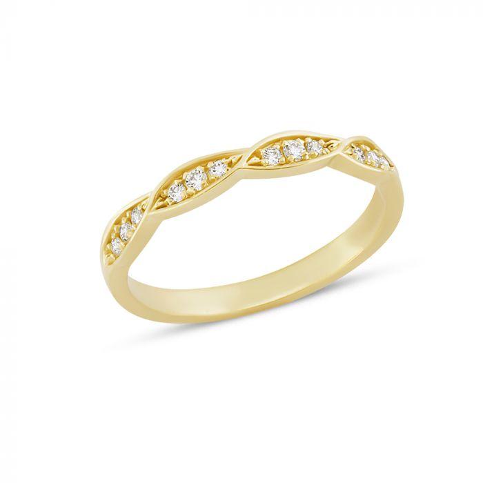Nuran 14kt Lilja Leaf Ring met diamanten, elegante gouden ring met bladeren en gezette stenen. ModelR1071-014-001
