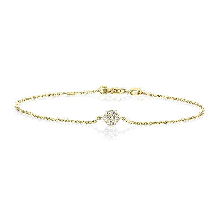 Nuran 14kt Maggie armband met diamanten, fijne gouden armband met rond diamantdetail, Model b2302-006-1