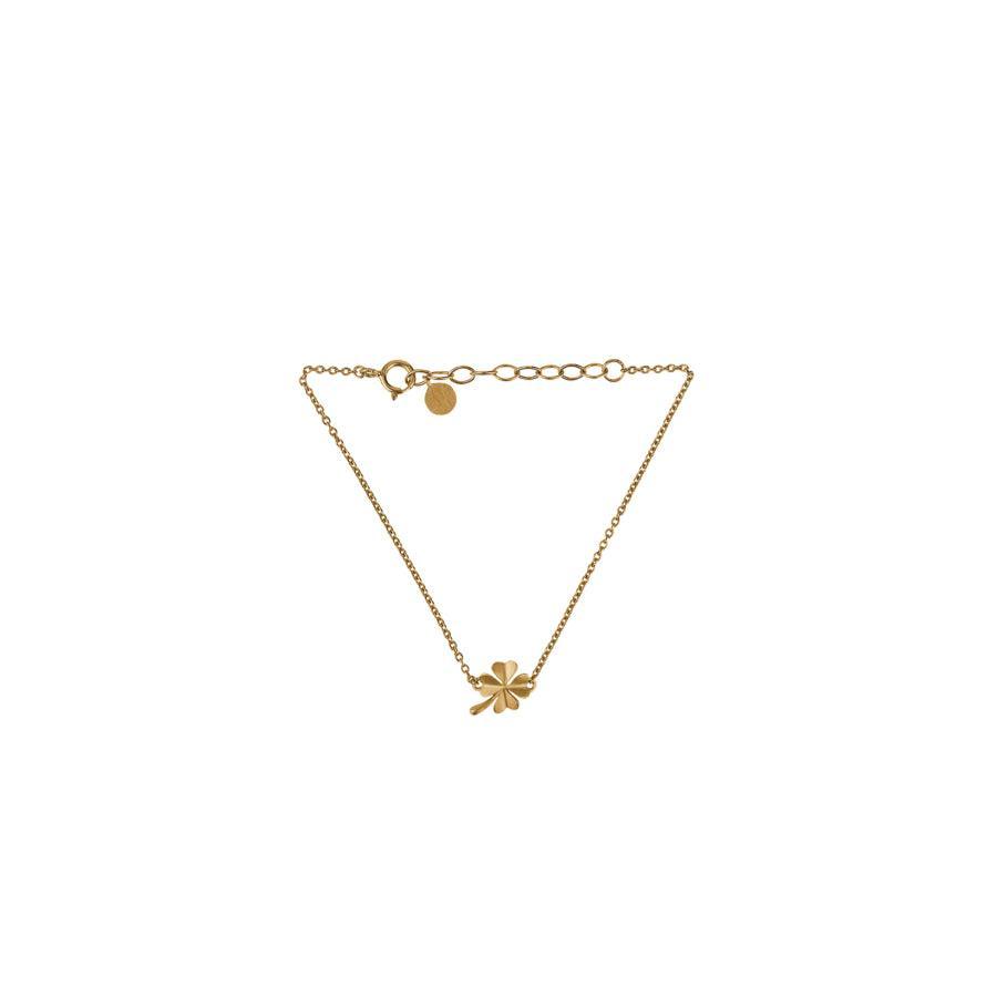 Pernille Corydon Clover Bracelet, elegante dunne armband in goud met klavertje vier hanger. Model B-320-GP