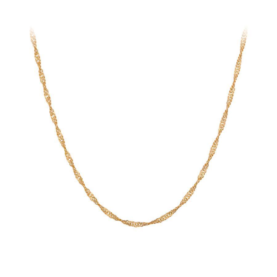 Pernille Corydon Singapore Ketting verguld zilversieraad met gedraaide ketting in goudlook. ModelN-695-GP-42-1.