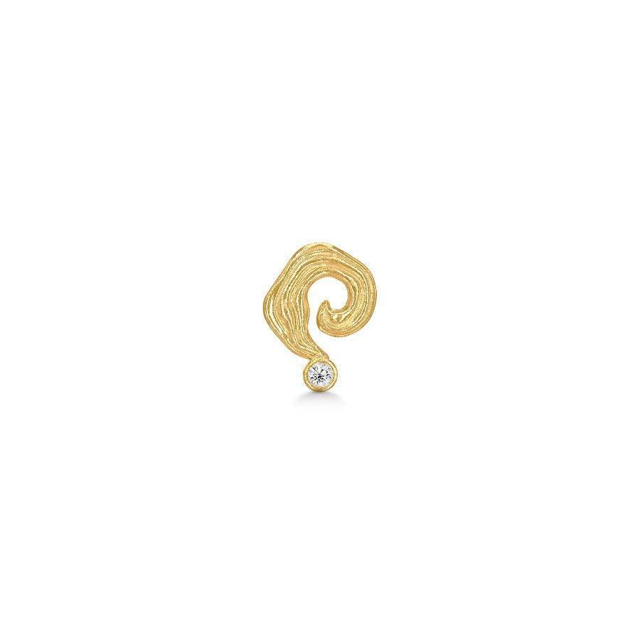 Polar Jewelry Galaxy Gold Plated Earring Single toont een gedraaide goudkleurige oorbel met heldere steen. Model SPG-ST-GD-WZ-00405