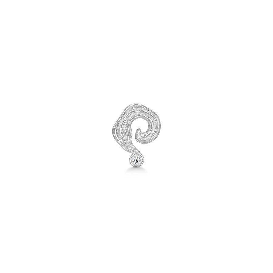 Polar Jewelry Galaxy Silver Earring Single met gedraaide structuur en heldere steen. Model spg-st-sl-wz-00406-1