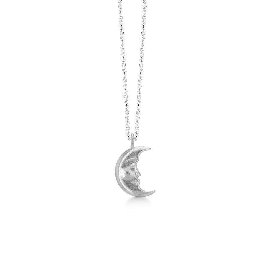 Polar Jewelry Moon zilveren ketting met halve maan hanger in glanzend zilveren afwerking aan eenvoudige ketting. Model TMO-NL-SL-00250-1