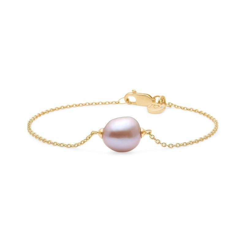 RO Copenhagen 18kt Joy-armband met roze barokparel in gouden ketting. Model192L0013-002