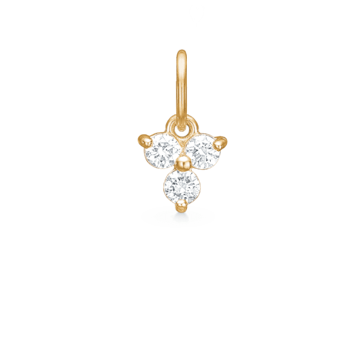 RO Copenhagen 18kt Fryd Diamond 0,18ct hanger met drie diamanten in goud, elegant detail. Model 111614-1