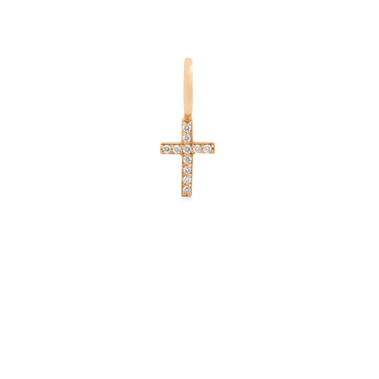 Ro Copenhagen 18kt Rock Diamond 8 mm hanger, diamanten kruis in goud met kleine heldere diamanten. Model 105693-1