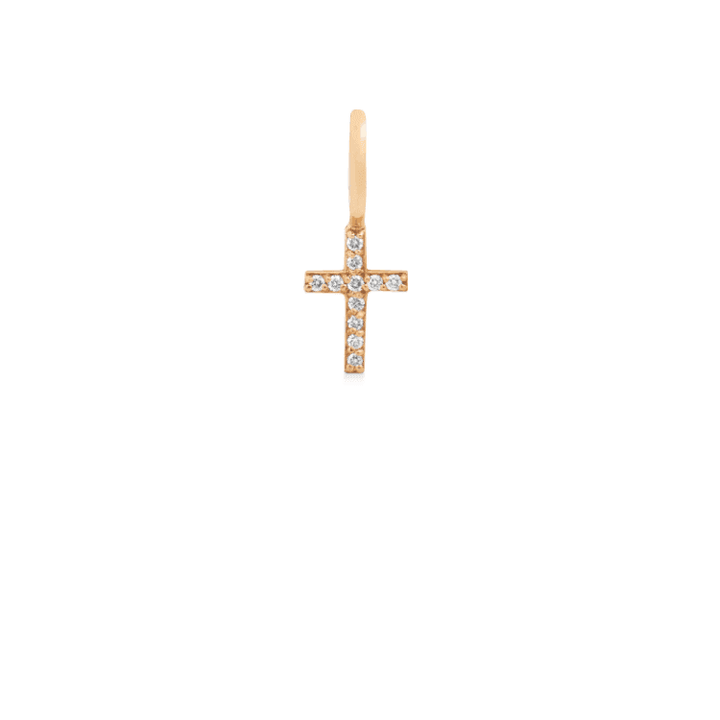 Ro Copenhagen 18kt Rock Diamond 8 mm hanger, diamanten kruis in goud met kleine heldere diamanten. Model 105693-1