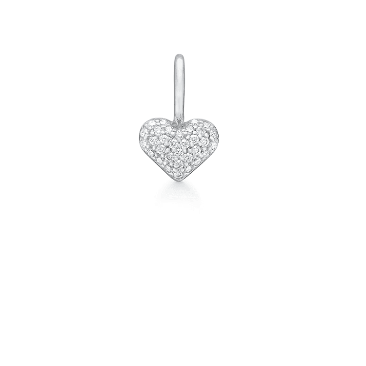 Ro Copenhagen 18kt Rock My Heart Diamond Heart-hanger, witgoud met pavé van diamanten. Model 121372-1