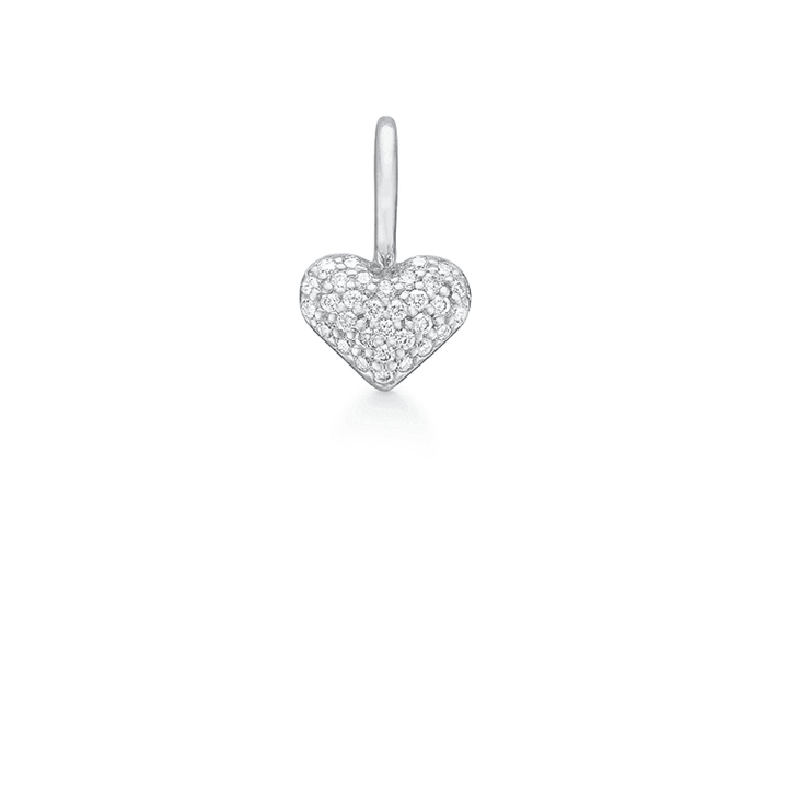 Ro Copenhagen 18kt Rock My Heart Diamond Heart-hanger, witgoud met pavé van diamanten. Model 121372-1