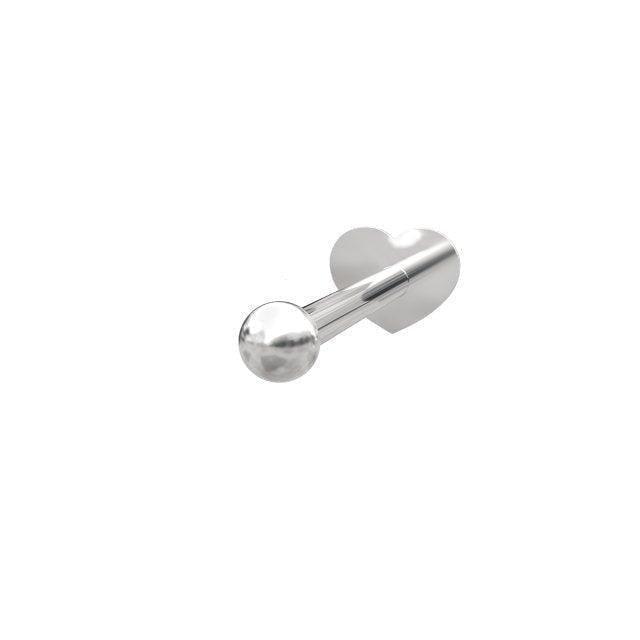 Solv piercing in glanzend staal met hartvormig achterstuk, minimalistisch design. Model314000-9-1