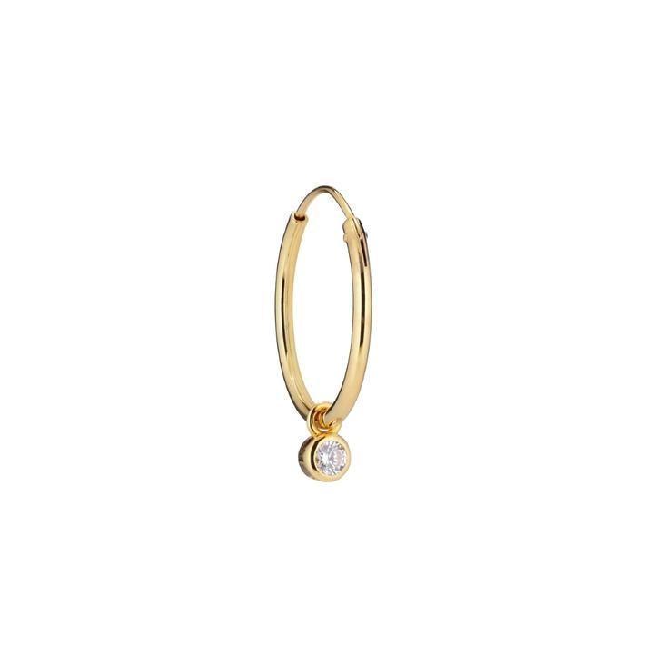 Golden Hour Vergulde Hoop met kleine ronde hanger van heldere steen, goudkleurig, model SS2013-SS2013-1